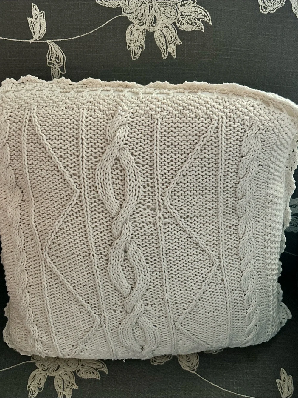 Hand-Knit Cable Throw Pillow